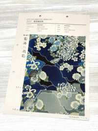 850561 Lawn Indigo Dye Style Japanese Pattern Sea Of ​​clouds And Fan Chrysanthemum[Textile / Fabric] VANCET Sub Photo