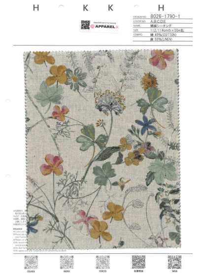 8026-1790-1 Cotton Linen Sheeting Natural Garden