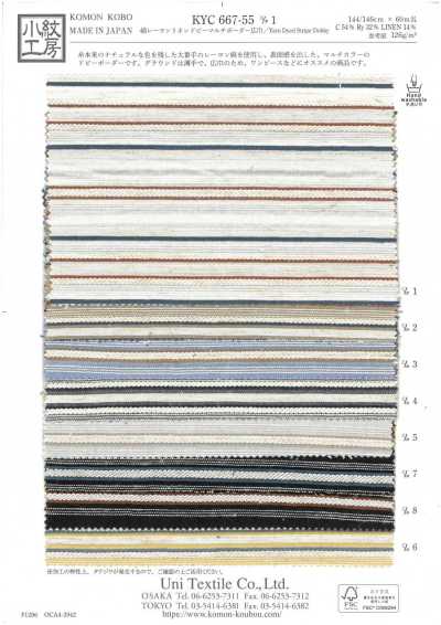 KYC667-55-1 Cotton Rayon Linen Dobby Multi Horizontal Stripes
