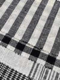 59992 C/L Netty Slub Ecru Check & Stripe[Textile / Fabric] VANCET Sub Photo