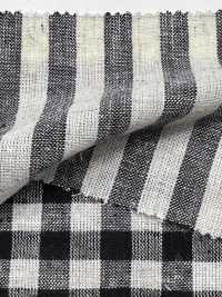 59992 C/L Netty Slub Ecru Check & Stripe[Textile / Fabric] VANCET Sub Photo