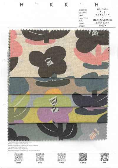 1027-700-1 Cotton Linen Canvas Geometric Flower
