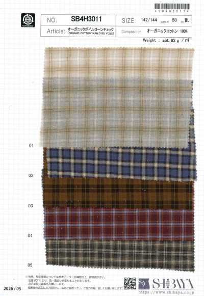 SB4H3011 Organic Voile Lawn Check