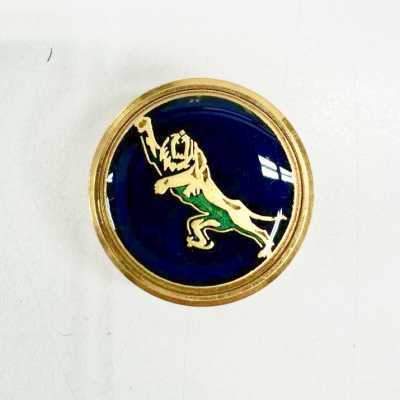 303 Japanese-made Metal Button For Suits And Jackets, Tiger Pattern, Navy Blue, Gold