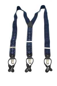 AT-2277-NV ALBERT THURSTON Suspenders Navy Blue Diamond Pattern 35mm Elastic (Elastic Band)[Formal Accessories] ALBERT THURSTON Sub Photo