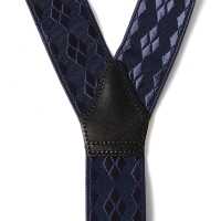 AT-2277-NV ALBERT THURSTON Suspenders Navy Blue Diamond Pattern 35mm Elastic (Elastic Band)[Formal Accessories] ALBERT THURSTON Sub Photo