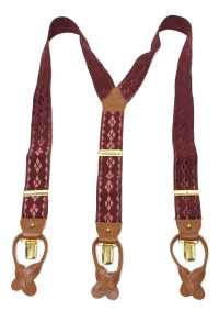 AT-2277-WI ALBERT THURSTON Suspenders , Wine Red Red Diamond Pattern, 35mm Elastic (Elastic Band)[Formal Accessories] ALBERT THURSTON Sub Photo