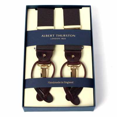 AT-BROWN Albert Thurston Suspenders Brown Elastic (Rubber)
