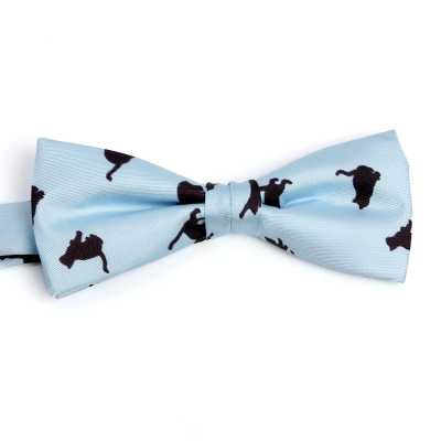 BF-CAT-SB Silk Print Bow Tie Cat Motif Sky Blue
