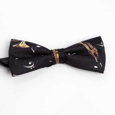 BF-JAZZ-BK Silk Print Bow Tie Jazz Black