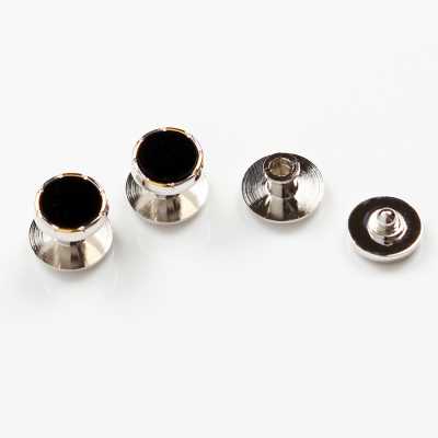 CB-1 Stud Button Onyx Gold & Silver Round
