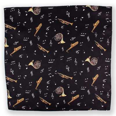 CF-JAZZ-BK Silk Print Pocket Square Jazz Black