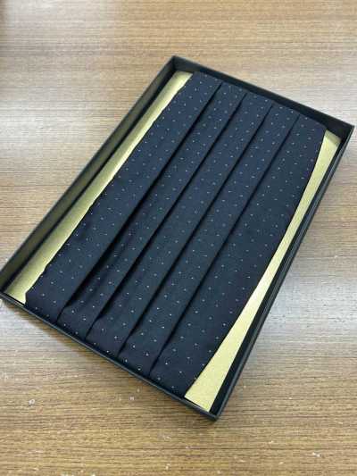 CM-920 Silk Cummerbund, Black Polka Dot Pattern