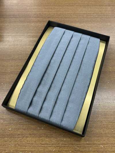 CM-923 Silk Cummerbund With Gray Polka Dot Pattern