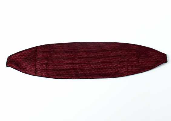 CM-987 Japanese Silk Jacquard Cummerbund, Kanoko Pattern, Wine Red