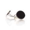 E-1-C Formal Cufflinks Onyx Silver Round