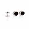 E-1-S Stud Button Onyx Silver Round