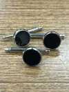 E-1 Onyx Spring Stud Buttons, Silver