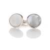 E-3-C Formal Cufflinks, Mother Of Pearl Shell , Silver, Round