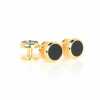F-1-S Stud Button Onyx Gold Round
