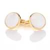 F-3-C Formal Cufflinks, Mother Of Pearl Shell , Gold, Round