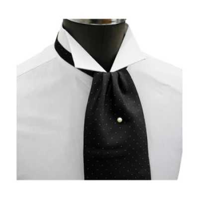 FAS-920 Ascot Tie, Black With White Pin Dots