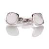 K-3 Sterling Silver Formal Cufflinks, Mother Of Pearl Shell Silver Rounded Corners