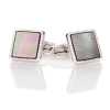 P-2 Pure Silver Formal Cufflinks, Mother Of Pearl Shell Silver Square Shape