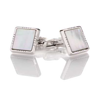P-3 Pure Silver Formal Cufflinks, Mother Of Pearl, Silver Square