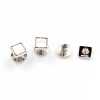 P-3 Sterling Silver Stud Buttons , Mother Of Pearl Shell Silver Square Shape