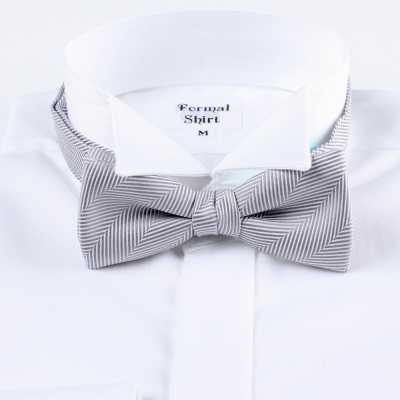 RBF-8007-24 Casual Bow Tie, Herringbone Pattern, Gray
