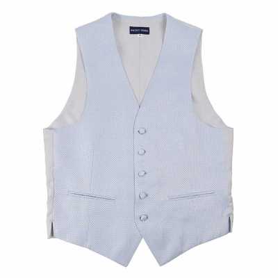 V-27 Formal Vest Made In Japan Micro Check Sky Blue