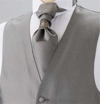V-300 Formal Vest Made Of Silk Jacquard Gray