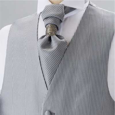 V-3005 Formal Vest, Made In Japan, Gray Stripe Pattern