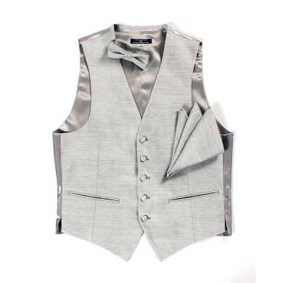 VANNERS-V-29 Dot-Pattern Vest In Denim-Like Jacquard Using VANNERS Fabric, Ice Gray