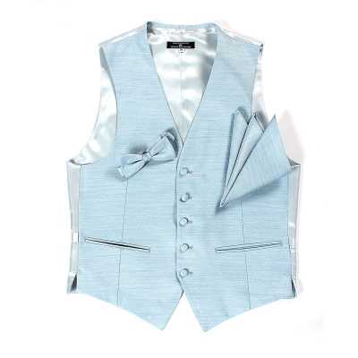 VANNERS-V-30 Vest Made From VANNERS Textile, Polka Dot Pattern, Denim-like Jacquard, Ice Blue