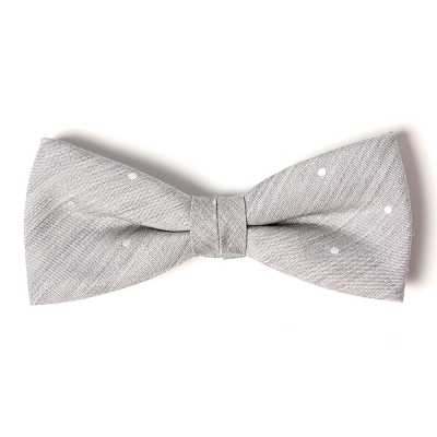 VBF-29 Bow Tie Made With VANNERS Fabric, Dot Pattern, Denim-Like Jacquard, Ice Gray