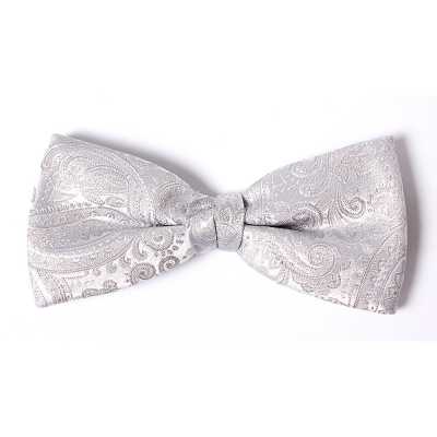 VBF-38 Bow Tie Made With VANNERS Fabric, Paisley Pattern, Light Gray