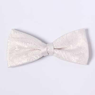 VBF-39 Bow Tie Made With VANNERS Fabric, Paisley Pattern, White