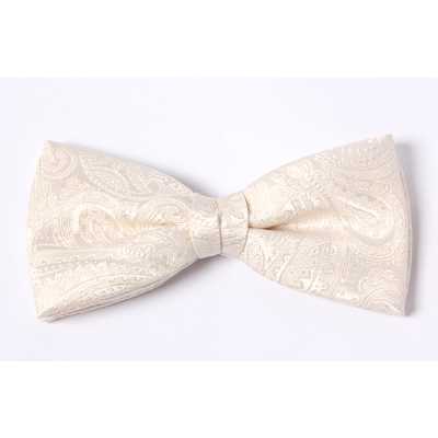 VBF-40 Bow Tie Made With VANNERS Fabric, Paisley Pattern, Champagne White