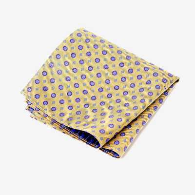 VANNERS Textile Used Pocket Square Pattern Yellow