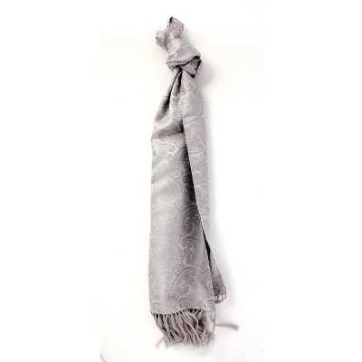 VST-2 VANNERS Silk Textile Scarf Paisley Pattern Gray