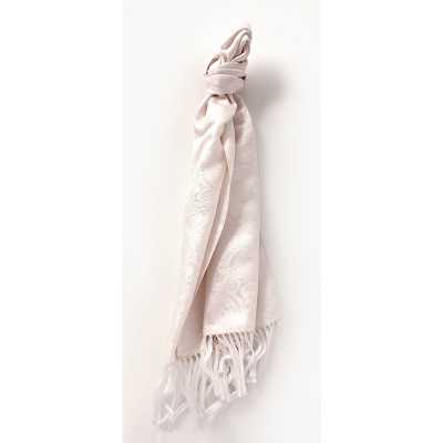 VST-3 Stole In VANNERS Silk Fabric, Paisley Pattern, White
