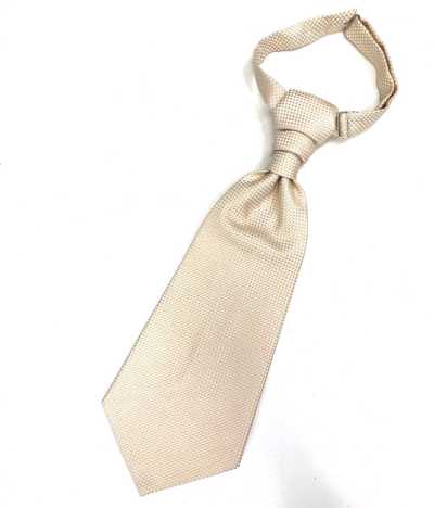 YT-26 Made In Japan Jacquard Ascot Tie (Euro Tie) Check Pattern Cream