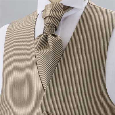 YT-3004 Made In Japan Jacquard Ascot Tie (Euro Tie) Stripe Pattern Gold