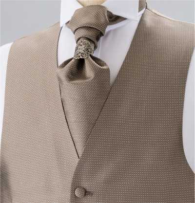 YT-303 Japanese-made Silk Ascot Tie (Euro Tie), Komon Pattern, Brown