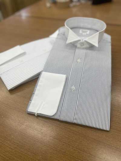 クレリックシャツ Wing Collar Cleric Stripe Formal Shirt