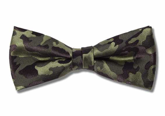 PBF-2 Bow Tie In Green Camouflage Pattern, Made With Pentagono Fabric