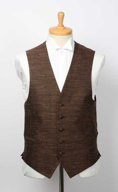 VANNERS-V-041 Vest Made With VANNERS Tri-blend Fabric, Glen Check Pattern, Brown