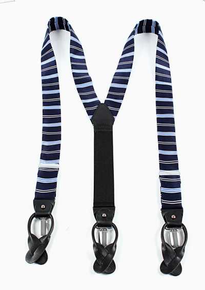 VSR-46 Suspender Using VANNERS Fabric, Striped, Navy Blue